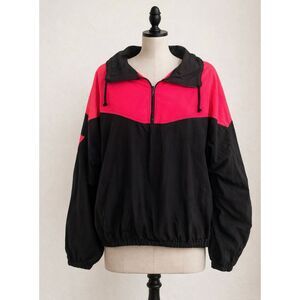 Vintage Beach Gear Colorblock Windbreaker Jacket Black Pink Women’s XL Fit